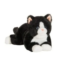 Hermann Teddy Peluche Chat Noir Et Blanc Allongé 30 Cm