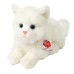 Hermann Teddy Peluche-Chat-Inclinable, 906964, Blanc, 20 Cm
