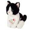 Peluche Chat Assis Noir Et Blanc - 20 Cm