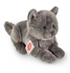 Peluche Chat Chartreux Couché - 20 Cm