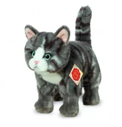 Peluche Chat Tigré Gris Debout - 20 Cm