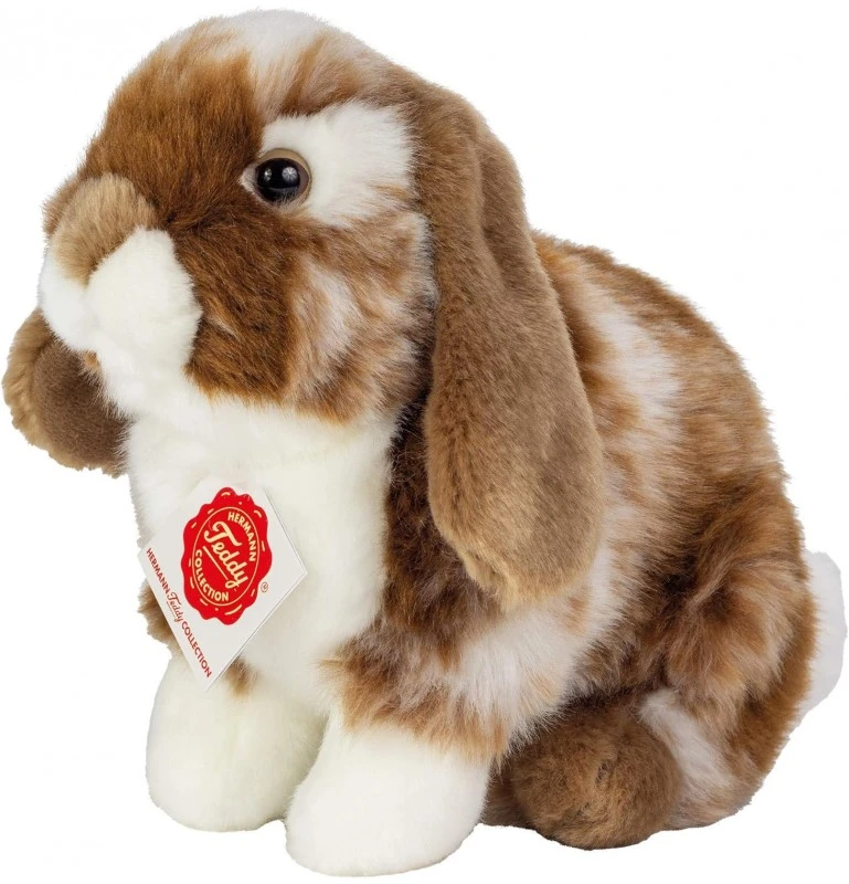 Peluche Lapin Assis Tacheté Marron Foncé Et Blanc - 20 Cm 1 Peluche Lapin Assis Tacheté Marron Foncé Et Blanc - 20 Cm