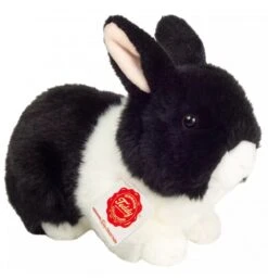 Peluche Lapin Noir Et Blanc - 23 Cm