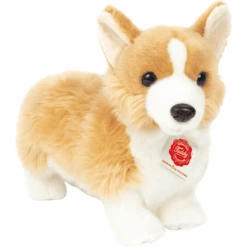 Teddy HERMANN® Peluche Corgi Debout Brun Clair/blanc, 30 Cm