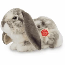 Teddy HERMANN® Peluche Lapin Bélier Couché Gris/blanc 30 Cm